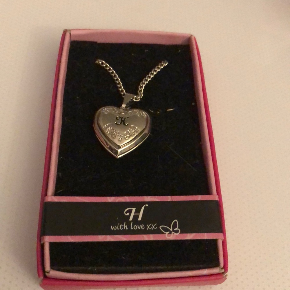 H Heart Initial Silver Locket